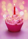 Pink birthday cupcake Royalty Free Stock Photo