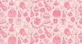 pink birthday party doodle pattern background Royalty Free Stock Photo