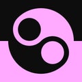Pink and black background with large yin yang symbol. Editable vector template. Royalty Free Stock Photo