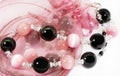 Pink and black beads Royalty Free Stock Photo
