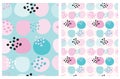 Cute Hand Drawn Abstract Irregular Polka Dots Vector Patterns. Royalty Free Stock Photo