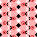 Pink black contrast geometric seamless pattern, easy to recolor