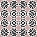 Pink and black ornate art deco pattern with white flowers in repeating damask tiles, great for original