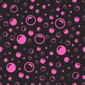 pink and black pattern. Pink soap bubbles on a light pink background. Royalty Free Stock Photo