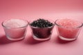 Pink black salt on background. Generate Ai