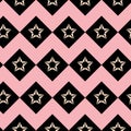 Pink black seamless pattern star cosmos, decorative background for wrapping paper Royalty Free Stock Photo