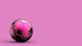 Pink and black soccer metal ball isolated on colored background. Football 3d render illlustration