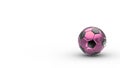 Pink and black soccer metal ball isolated on white background. Football 3d render illlustration