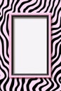 a pink and black zebra print background with a white frame Royalty Free Stock Photo