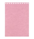 Pink blank notepad paper with texture, isolated on transparent background. Office blank paper concept Royalty Free Stock Photo