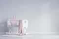 White baby`s bedroom with cradle Royalty Free Stock Photo