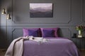 Elegant violet bedroom interior Royalty Free Stock Photo