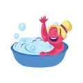 Pink blond lady having a bath vector illustration on a