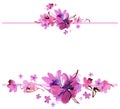 Pink Bloom Sakura. Watercolor hand painted banner