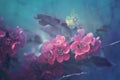 Pink blossoms in under water like ambience Royalty Free Stock Photo