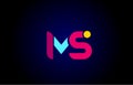 pink blue alphabet letter MS M S combination for company logo