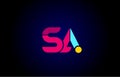 pink blue alphabet letter SA S A combination for company logo