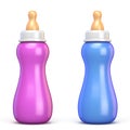 Pink and blue baby bottle 3D Royalty Free Stock Photo