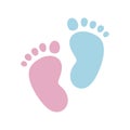 Pink and blue baby footprint icon set vector Royalty Free Stock Photo