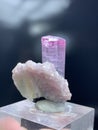 Pink and blue bi color  tourmaine with lepidolite specimen from skardu Pakistan Royalty Free Stock Photo