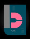 Pink blue black number 6 logo icon flyer brochure poster pamphlet cover design layout