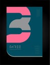 Pink blue black number 3 logo icon flyer brochure poster pamphlet cover design layout