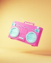 Pink Blue Boombox Vintage 80\'s Style Bright Vivid Colour Pallet Music Loudspeaker Royalty Free Stock Photo