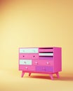 Pink Blue Chest of Drawers Dresser Household Furniture Japanese 80\'s Style