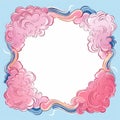 a pink and blue cloud frame on a blue background Royalty Free Stock Photo