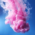 Pink and blue clouds of paint in water close-up, abstract ink clouds, Color steam special effect. Royalty Free Stock Photo