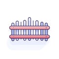 Vector of a pink and blue comb on a white background