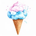 Pink and Blue Cotton Candy Ice Cream Cone Royalty Free Stock Photo