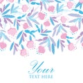 Pink blue cotton field flowers vector horizontal stripe seamless border pattern background with hand drawn elements