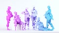 Pink Blue Cube Pregnant Women Mothers Pose Equality Sex Gender LGBTQ Group Pixel Voxels Block with White Background