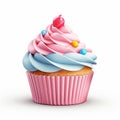 Pink blue cupcake isolated on a white background. 3d