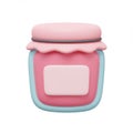 Pink and Blue 3D Rendered Jam Jar with Blank Label Royalty Free Stock Photo