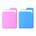 Pink and blue document folders organized neatly on transparent background Royalty Free Stock Photo