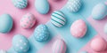 Pink and blue Easter eggs on a matching background Royalty Free Stock Photo