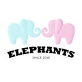 Pink and blue elephants looking to each other Royalty Free Stock Photo