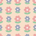 Pink and blue floral lines repeat seamless pattern abstract design