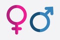 pink and blue Gender Icon. Male and female symbol. pink women and blue man symbols Royalty Free Stock Photo
