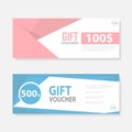 Pink blue Gift voucher template pattern,cute gift voucher certificate coupon design template,Collection gift certificate Royalty Free Stock Photo