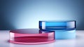 Pink and Blue Glass Podiums for Cosmetic Display - AI Generated