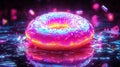 Pink and Blue Glazed Donut with Sprinkles Royalty Free Stock Photo