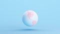 Pink Blue Globe Earth World Planet Map America Geography North America Continent South America Kitsch Blue Background Quarter View Royalty Free Stock Photo