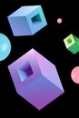 Pink and Blue and Green Rhombus Metal Vector