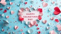 Pink and Blue heart ballons with HAPPY VALENTINES DAY message and greetings written on it best for backgrounds social media gift Royalty Free Stock Photo