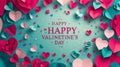 Pink and Blue heart ballons with HAPPY VALENTINES DAY message and greetings written on it best for backgrounds social media gift Royalty Free Stock Photo