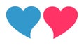 Pink and blue heart vector.Gender heart icon.