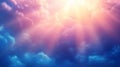 Pink And Blue Heavenly Sky With Bright Sun Rays Royalty Free Stock Photo
